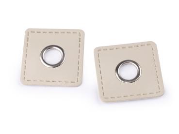 Ösen-Patches  Breite 35 mm ,Höhe 35 mm , Ø 10 mm, Beige-Grau